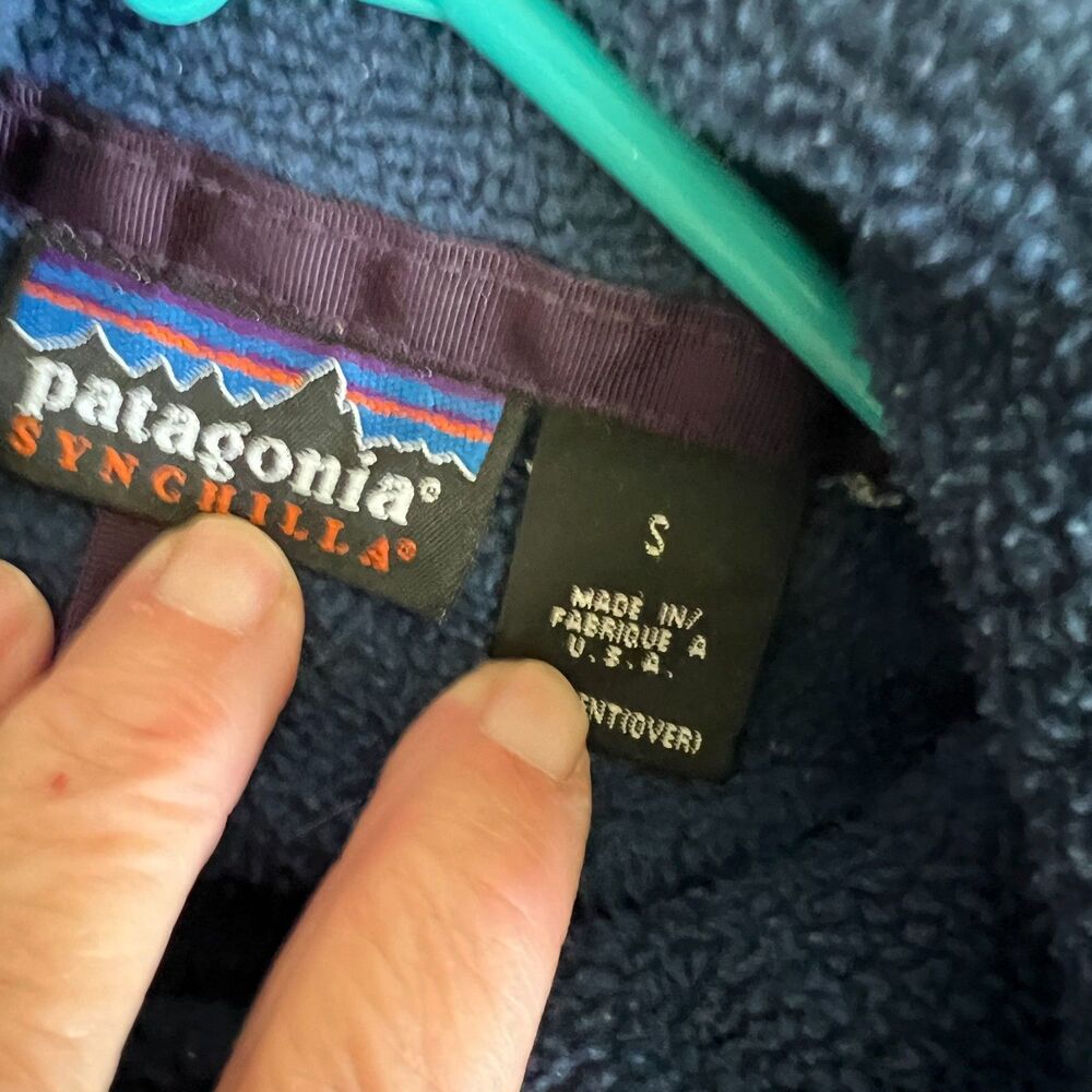 Patagonia Fleece Vtg Sz S Full Zip Synchilla Navy Blue USA - Picture 4 of 5